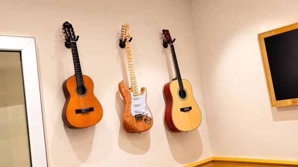 Aureus Music Academy guitar display wall, by Davies Group UAE