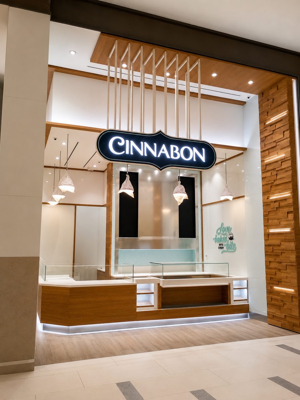 Cinnabon storefront facade and fascia signage, Ajman City Centre