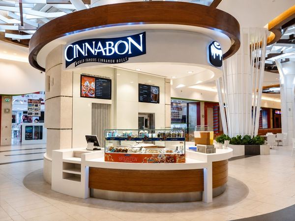 Cinnabon storefront signage, Yas Mall, by Davies Group UAE