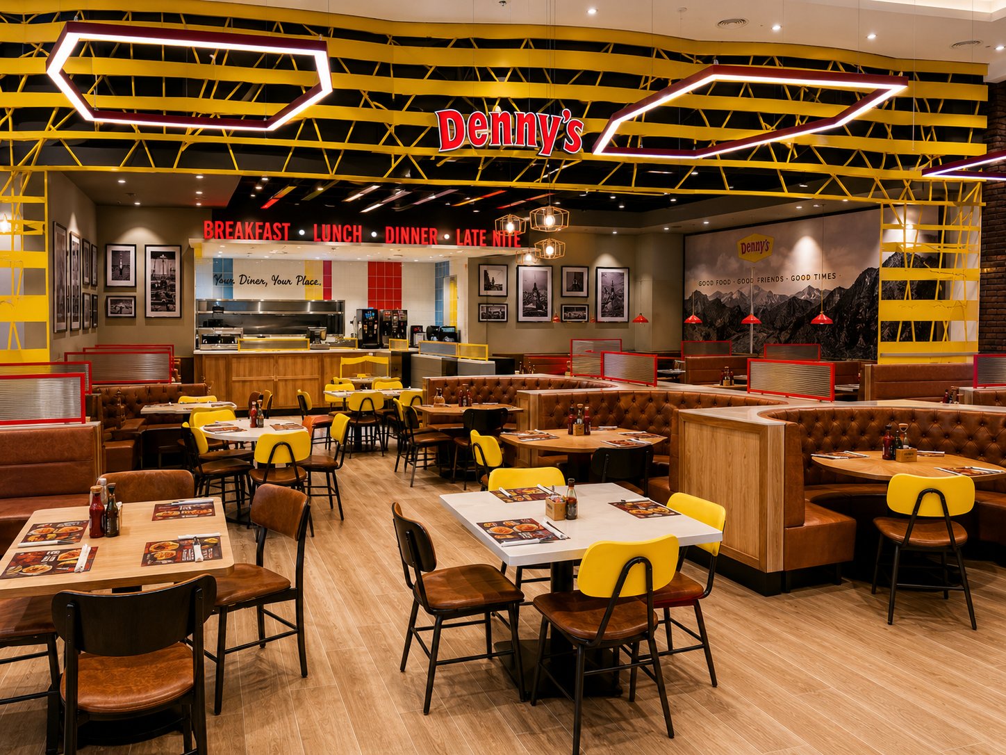 Denny's Entrance Logo and Trellis, Festival Plaza, Dubai