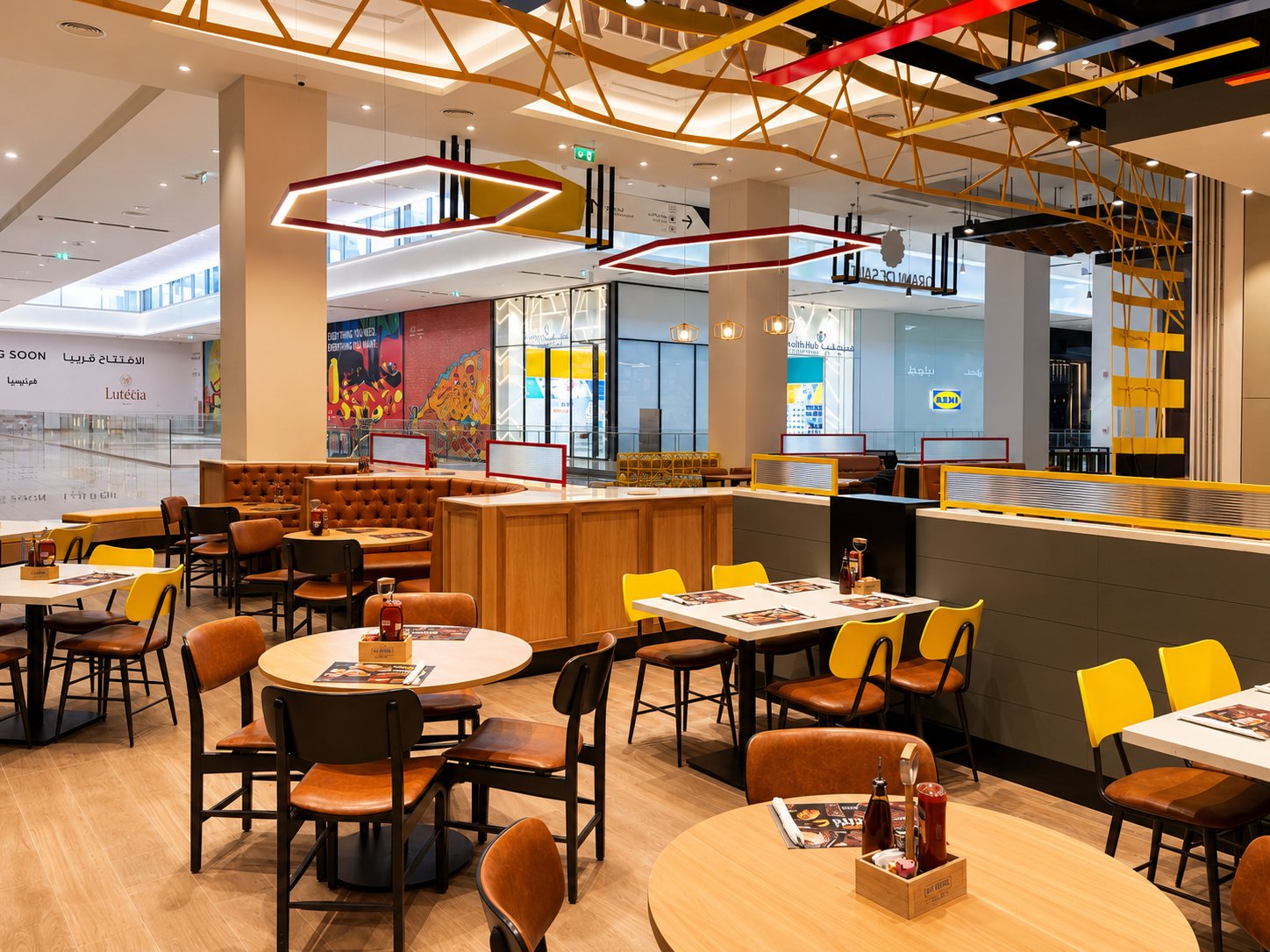 Denny's Mall Corridor Storefront Wide View, Festival Plaza, Dubai