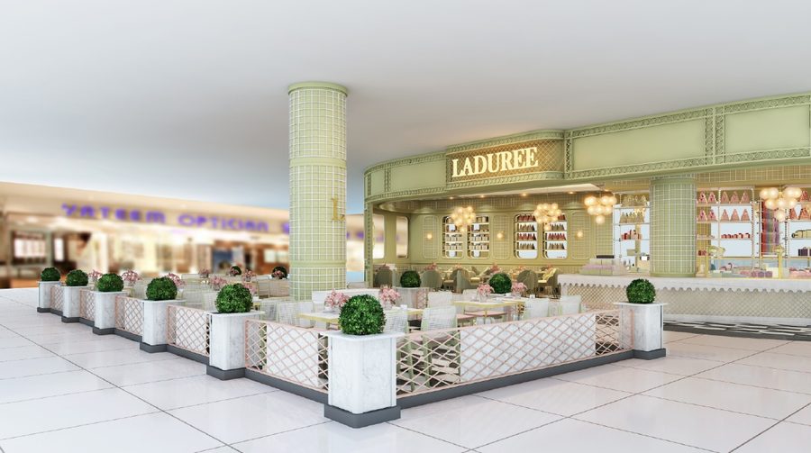 Ladurée The Dubai Mall photorealistic interior render by Davies Group UAE