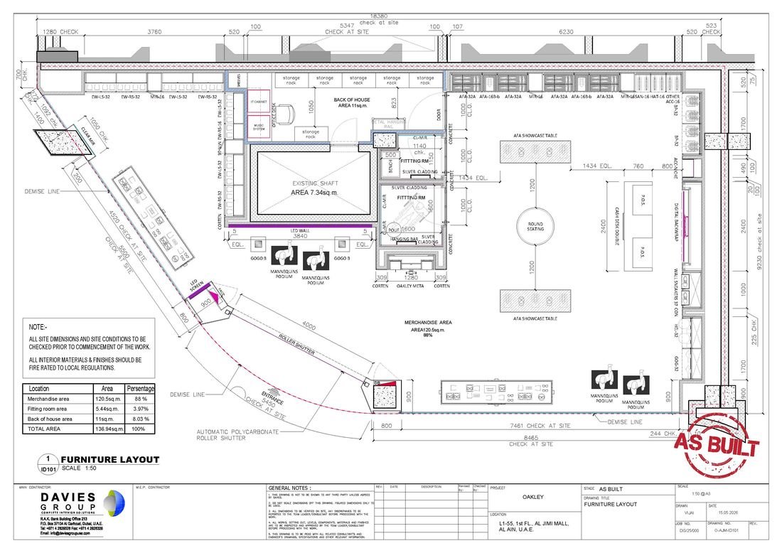 Oakley CAD technical drawing by Davies Group UAE