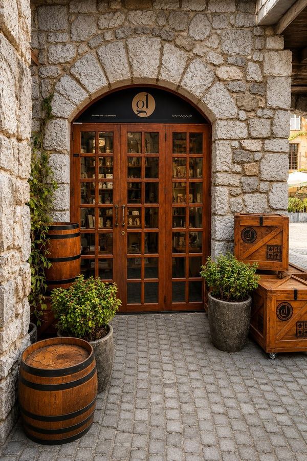 Gallery One arched entrance with barrel props, Riverland by Davies Group UAE