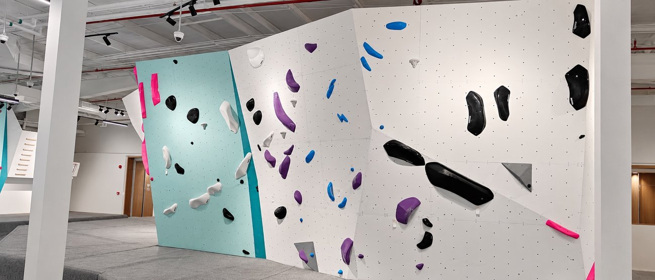 Go Climb Sports Purple & Black Bouldering Wall, Close View, Junction Mall