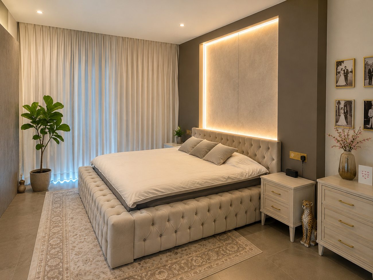 JVT Villa — Master Bedroom, Bed & Curtains