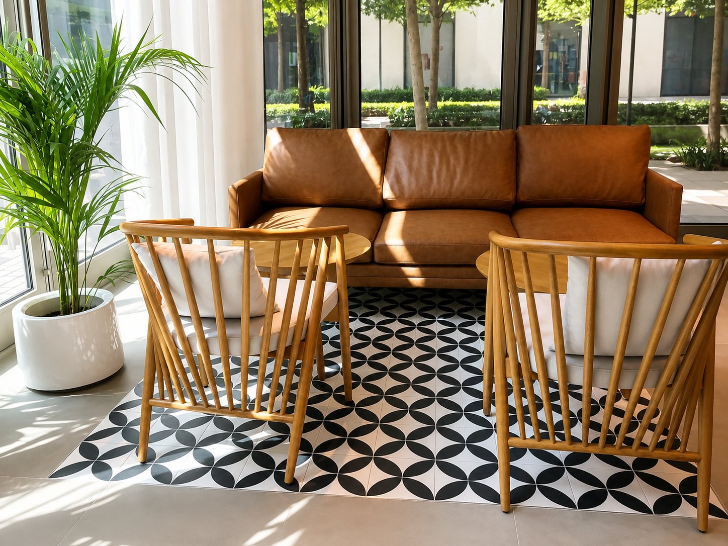 MORE Cafe Lounge Seating, Patterned Tile Floor, Dubai World Trade Centre