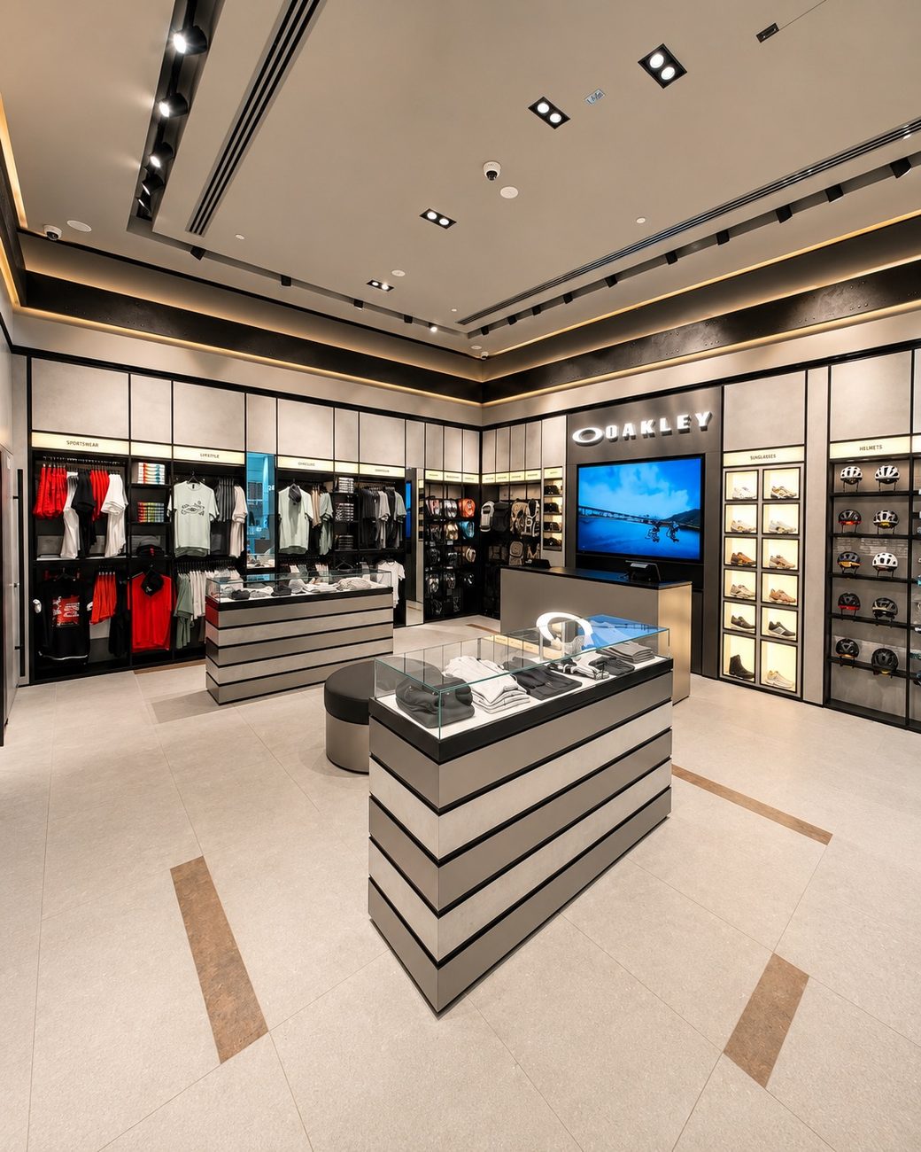 Oakley &mdash; Interior, Apparel, Footwear & Helmets Display, Al Jimi Mall