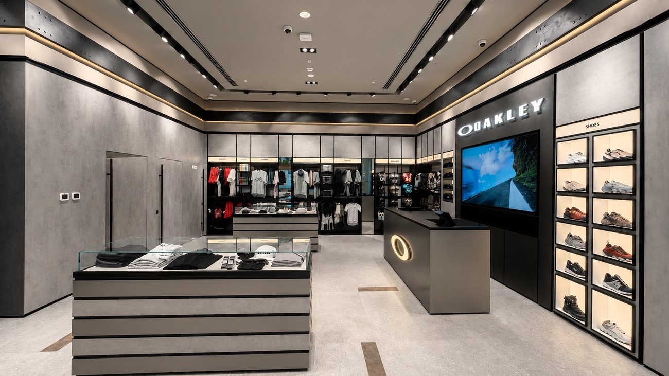 Oakley &mdash; Interior, Apparel Wall, Footwear & Service Counter, Al Jimi Mall