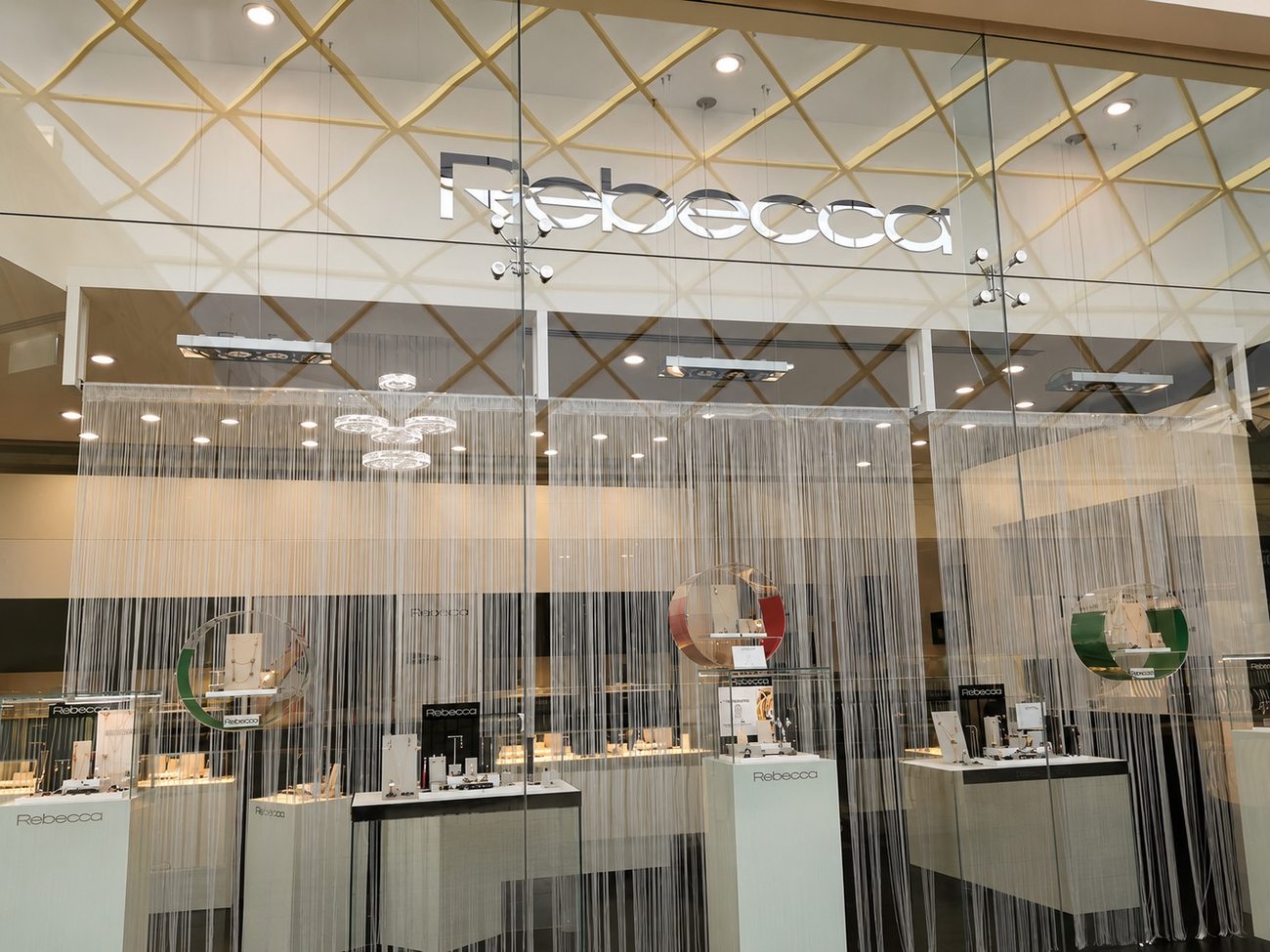 Rebecca Dubai Festival City — Gold Diamond Ceiling Detail