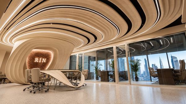 RIN Foundation sculptural boardroom table by Davies Group UAE