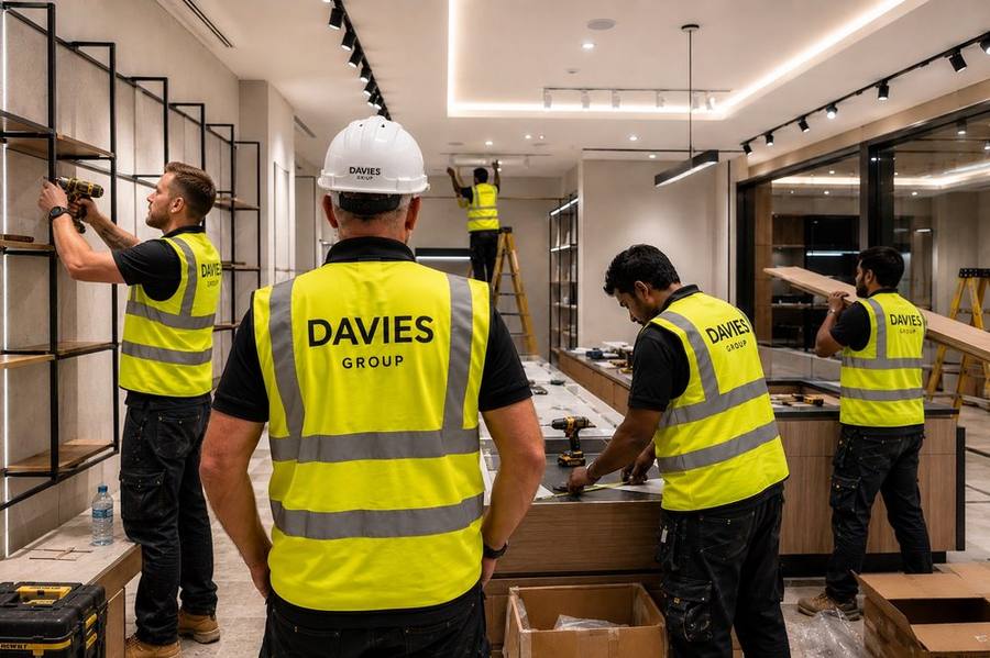 Davies Group team fitting out a retail store in Dubai
