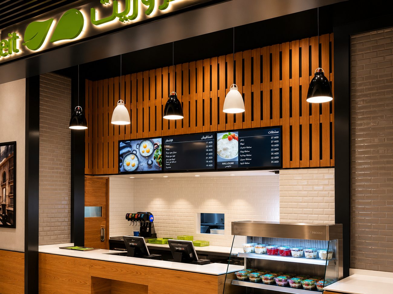 Counter, Arabic Menu Screens, Zaatar w Zeit, The Dubai Mall